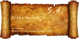 Iritz Acicét névjegykártya